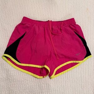 Nike Women’s Hot Pink Athletic Shorts with Neon Yellow Trim